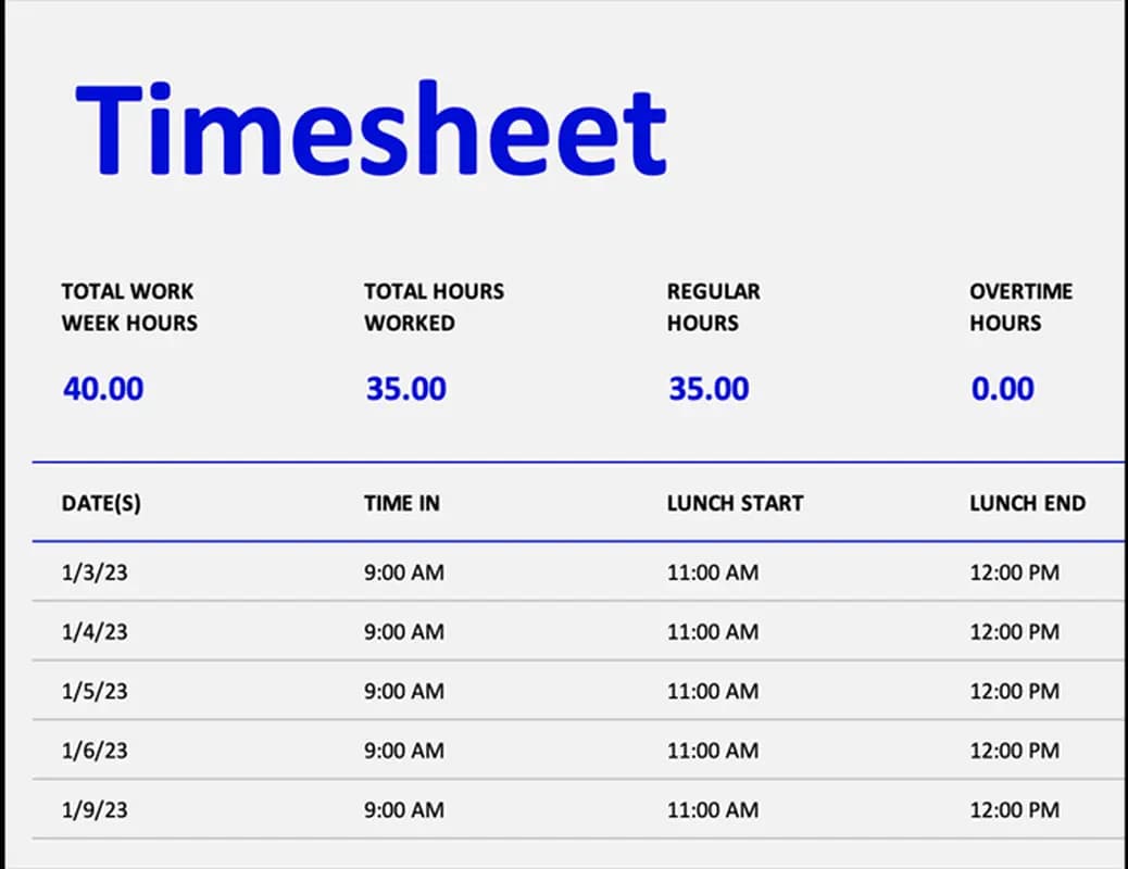Ugentlig Timeseddel